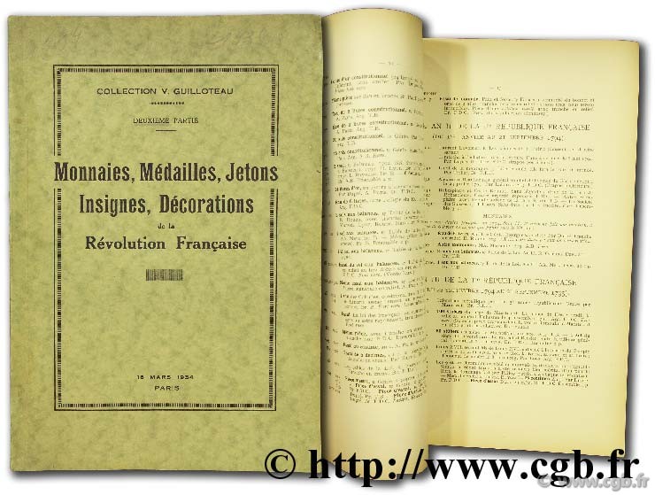 Collection V. Guilloteau - Monnaies, médailles, jetons, insignes, décoration de la Révolution Française  RATTO M.