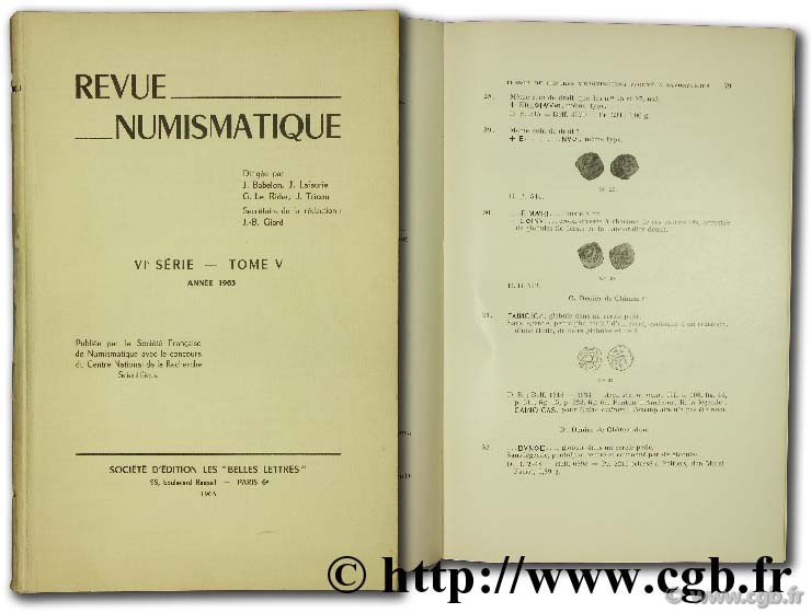Revue numismatique 1963, VIème série  
