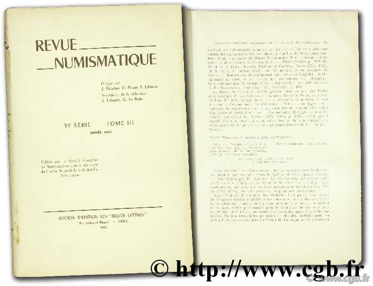 Revue numismatique 1961, VIème série 