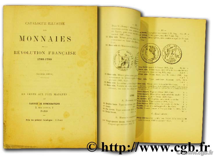 Catalogue illustré des monnaies de la révolution française 1789 - 1799 BOUDEAU E.