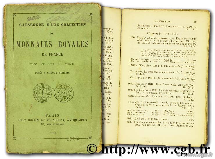 Catalogue d une collection de monnaies royales de France avec les prix de vente 