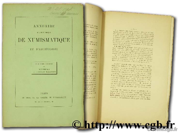 Annuaire de la société française de numismatique et d archéologie, Monnaies de l école palatine PONTON d AMECOURT G.