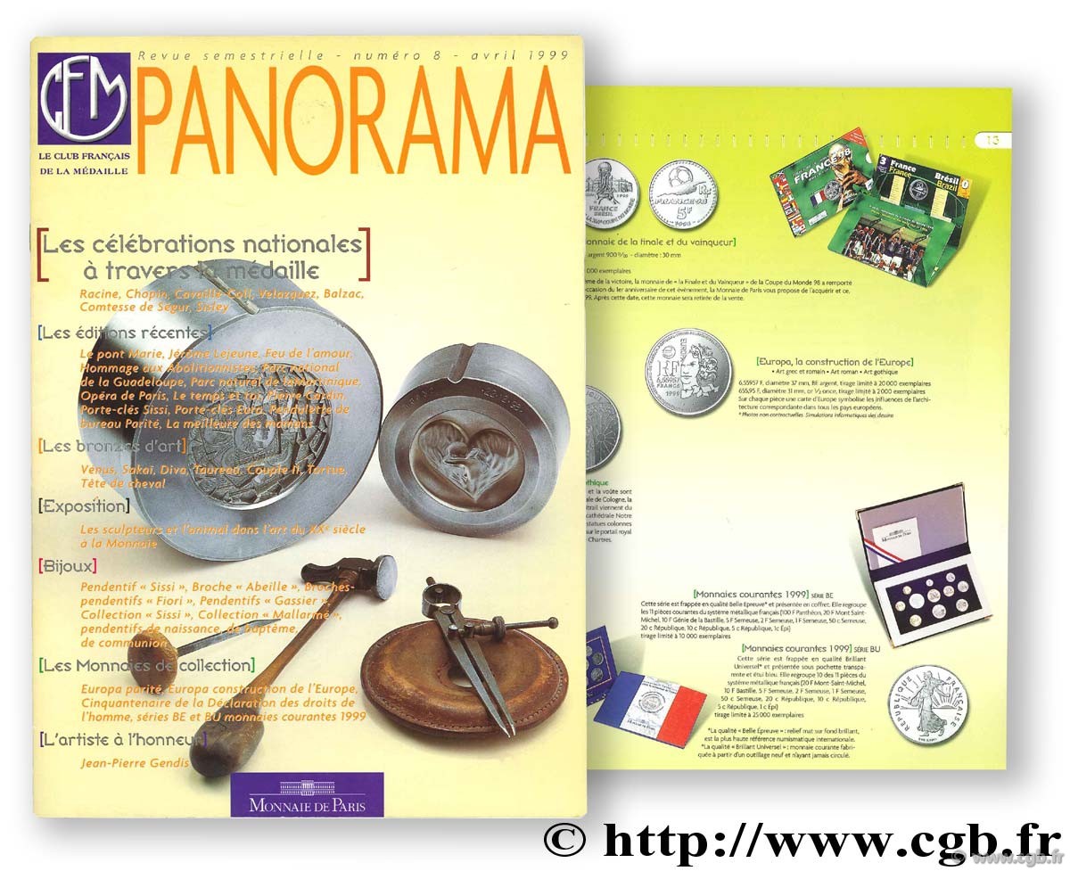Panorama. Revue semestrielle du Club Français de la Médaille, n° 8, avril 1999 
