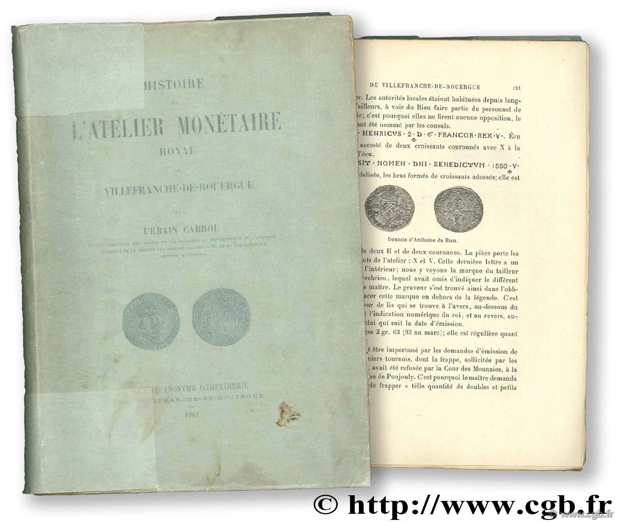 Histoire de l atelier monétaire royal de Villefranche-de-Rouergue CABROL U.