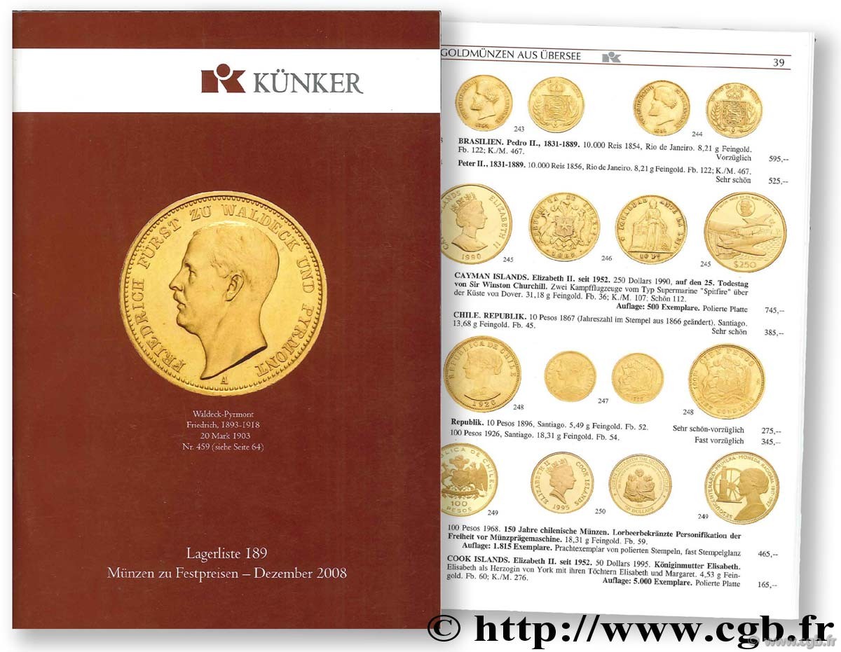 Lagerliste 189. Münzen zu Festpreisen - Dezember 2008 KÜNKER