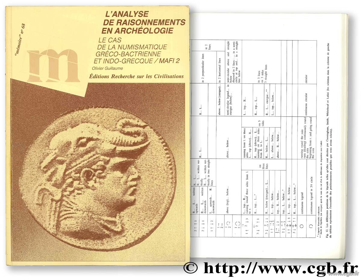 L analyse des raisonnements en archéologie. Le cas de la numismatique gréco-bactrienne et indo-grecque/ MAFI 2  GUILLAUME O.