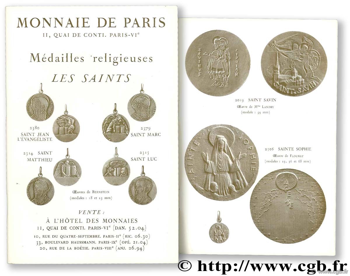 Médailles religieuses - les saints MONNAIE DE PARIS