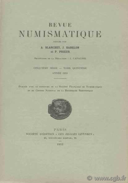 Revue Numismatique 1953, Ve série, tome XV 