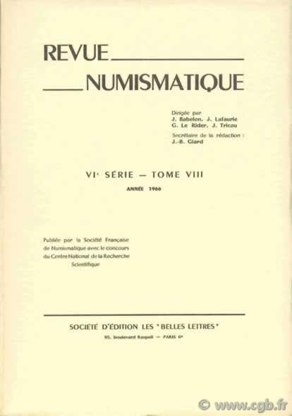 Revue Numismatique 1966, VIe série, tome VIII 