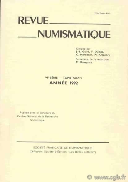 Revue Numismatique 1992, VIe série, tome XXXIV 