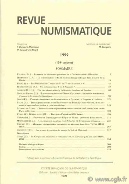 Revue Numismatique 1999, 154e volume 