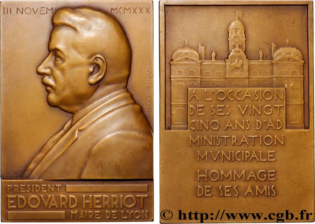 TROISIÈME RÉPUBLIQUE Plaquette, Edouard Herriot TTB+