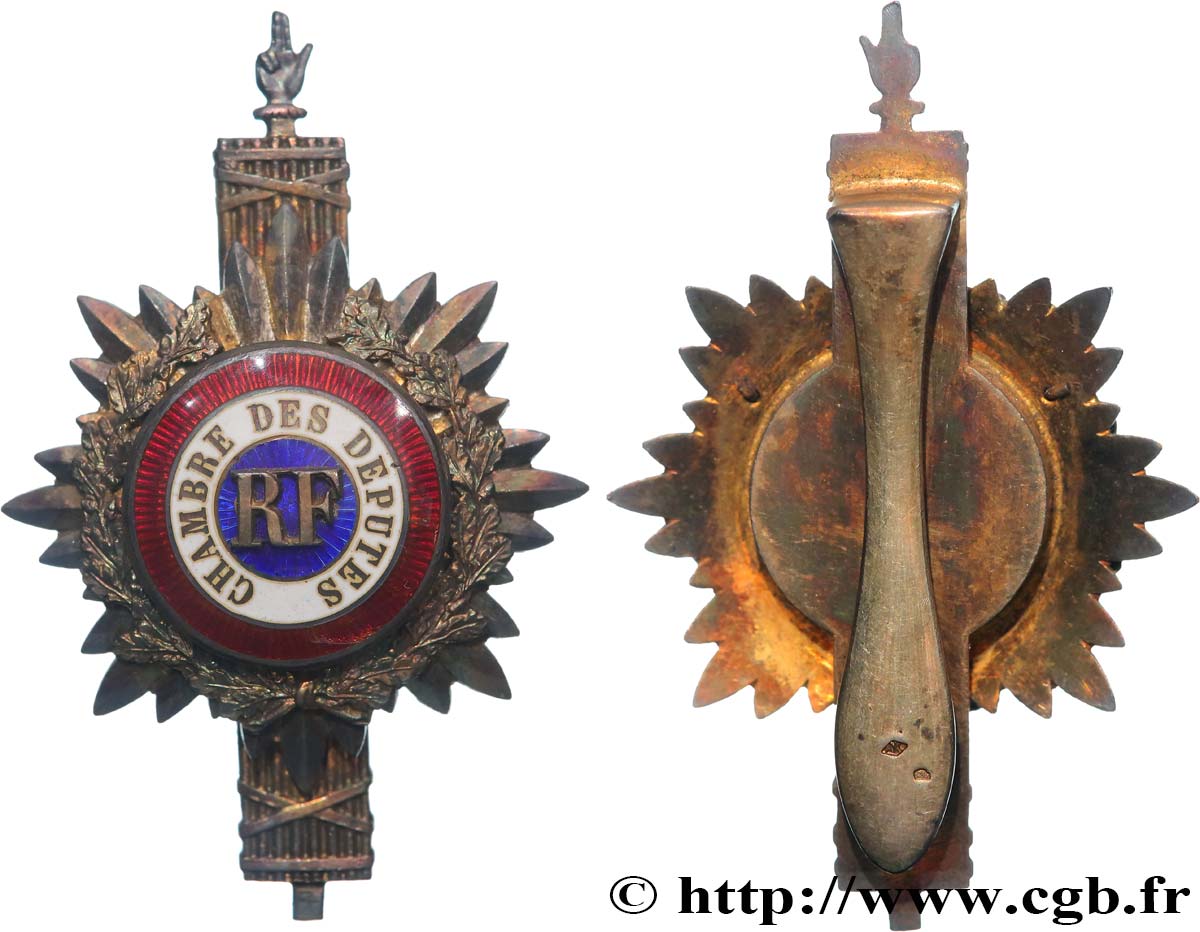TROISIÈME RÉPUBLIQUE Insigne de fonction, Chambre des députés TTB+