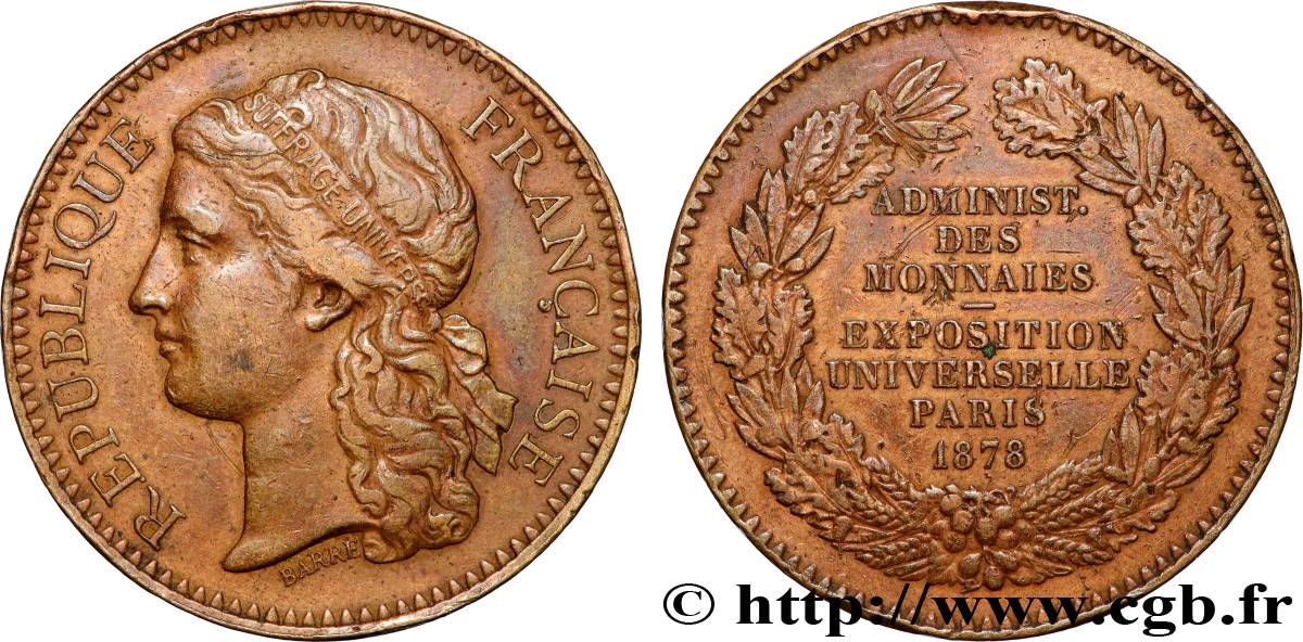 III REPUBLIC Médaille, Exposition universelle de Paris XF