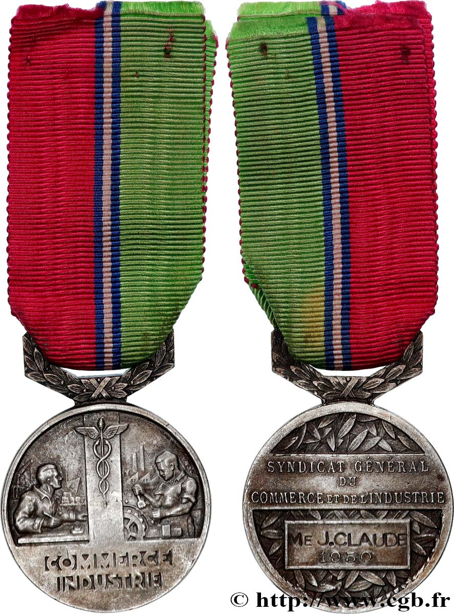 IV REPUBLIC Médaille, Syndicat général du commerce et de l’industrie AU