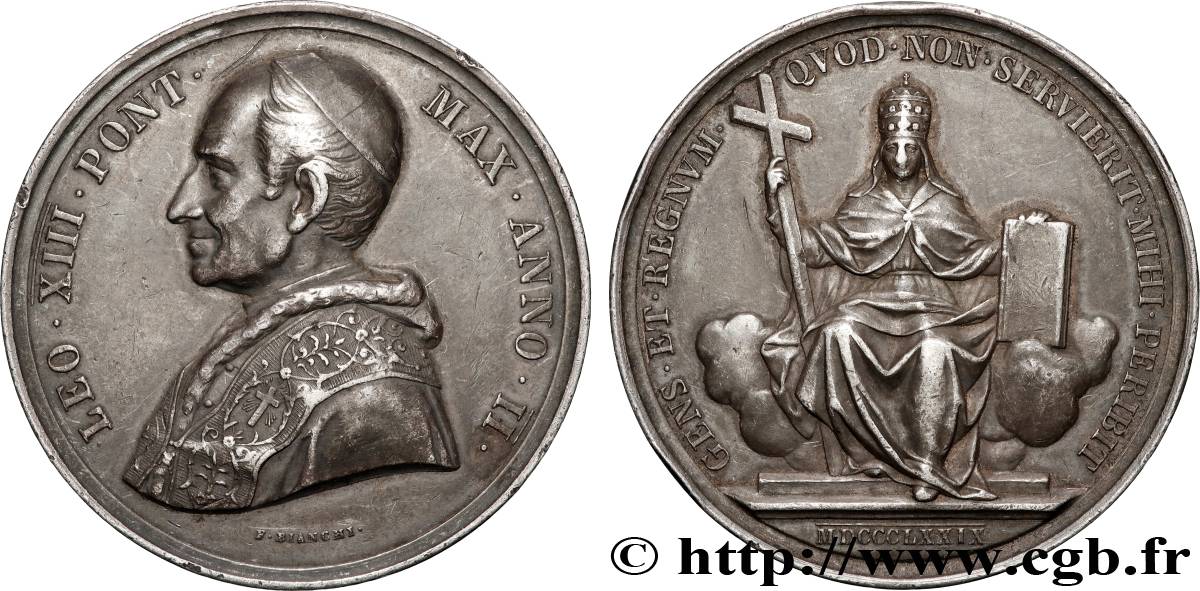 ITALIE - ÉTATS DU PAPE - LÉON XIII (Vincenzo Gioacchino Pecci) Médaille, Basilique du Baptistère de Florence TTB