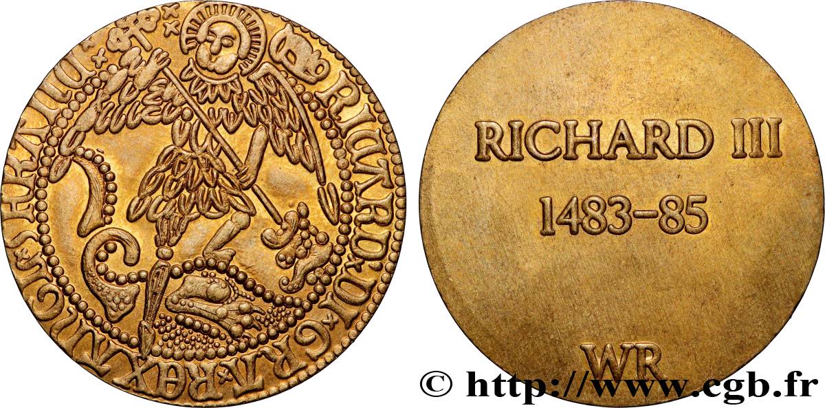 ENGLAND - KINGDOM OF ENGLAND - RICHARD III Médaille, Reproduction de l’avers de l’Ange d’or anglais SS