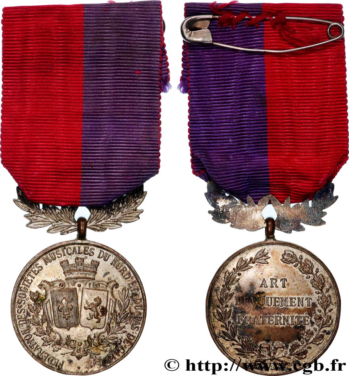 MUSIQUE, ARTS ET CONCERTS Médaille, Art, dévouement et Fraternité, Fédération des sociétés musicales SS