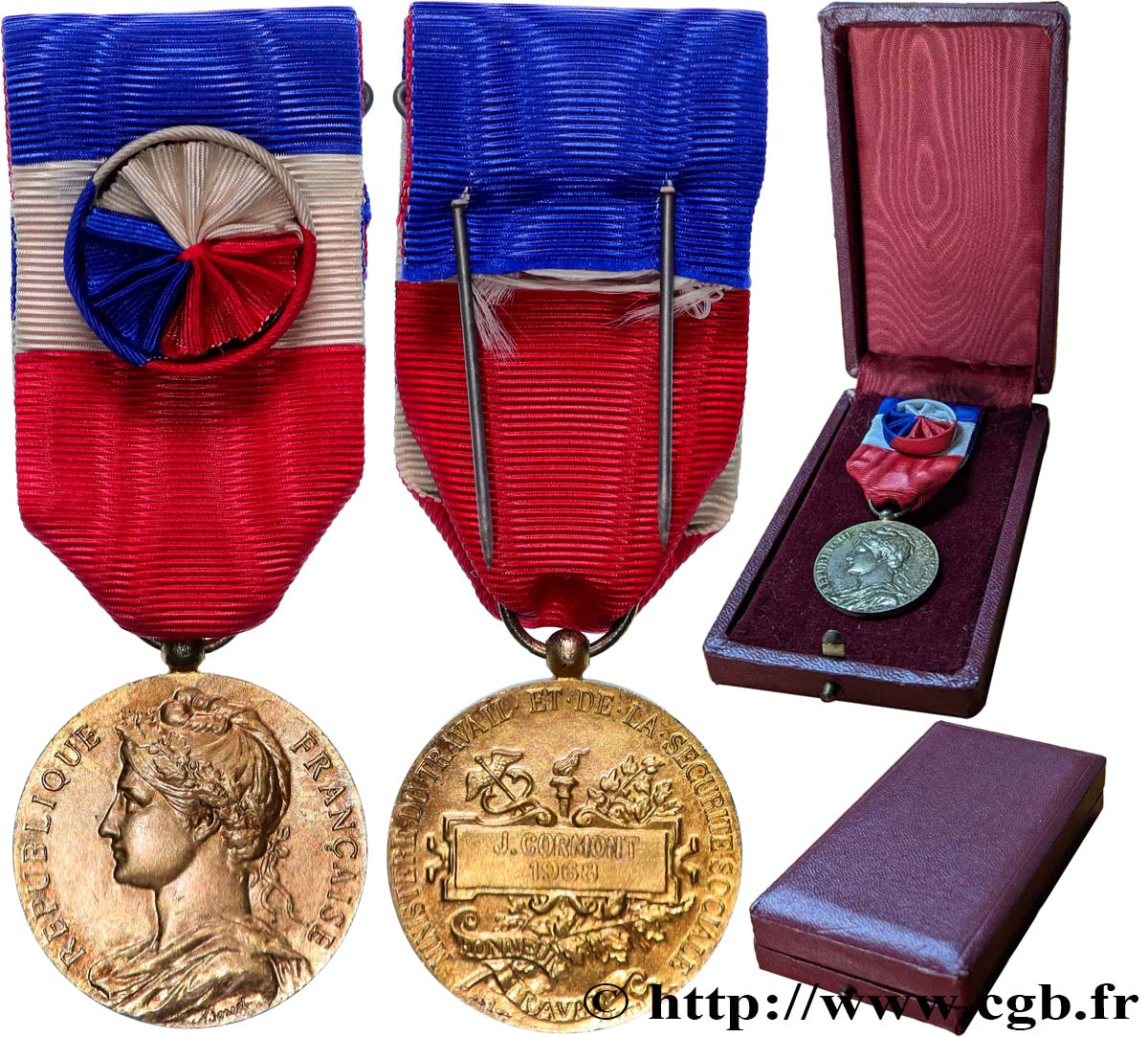 IV REPUBLIC Médaille d’honneur du travail, Ministère du travail et de la sécurité sociale, Vermeil AU