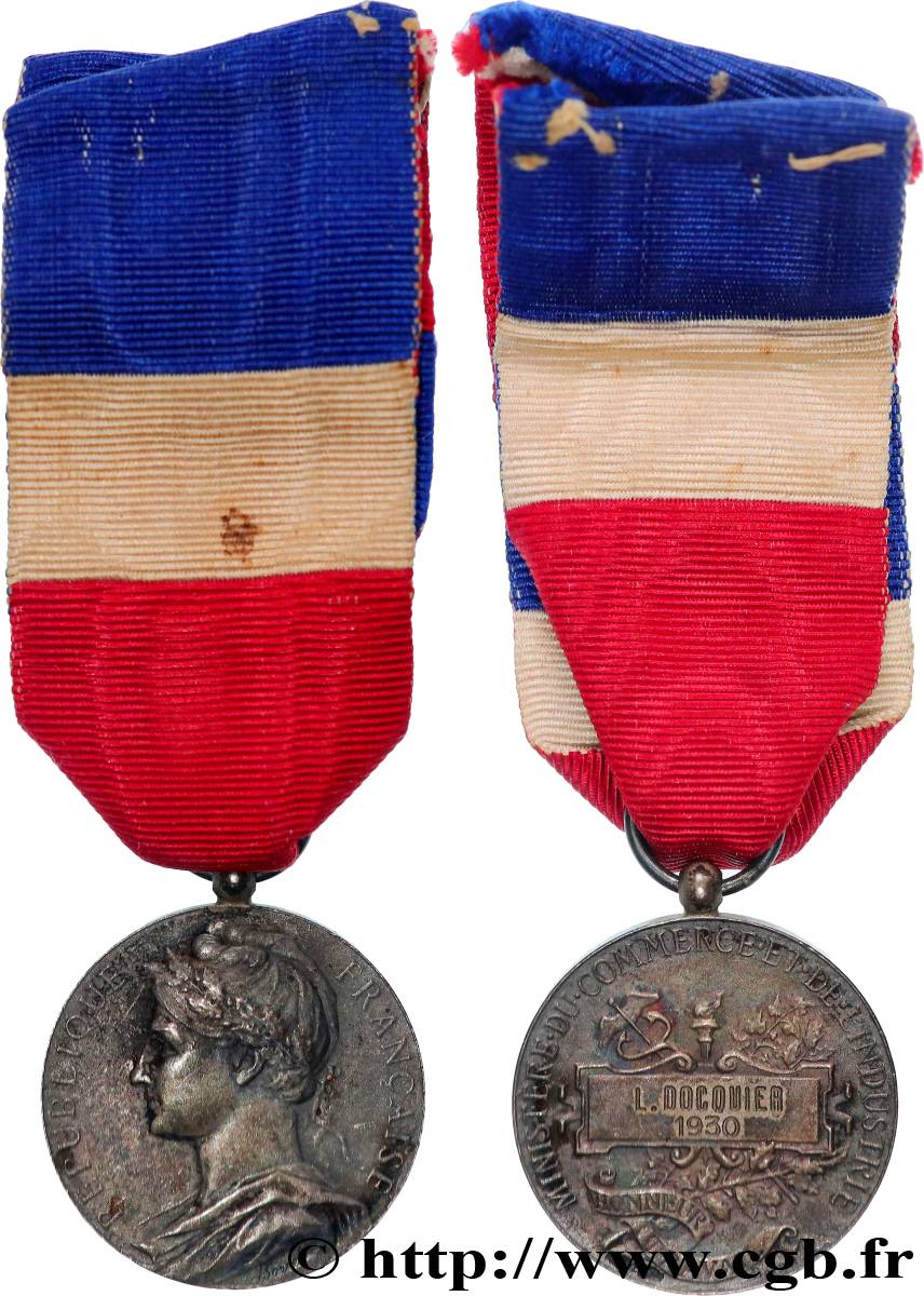 III REPUBLIC Médaille d’honneur du travail, Ministère du Commerce et de l’Industrie AU