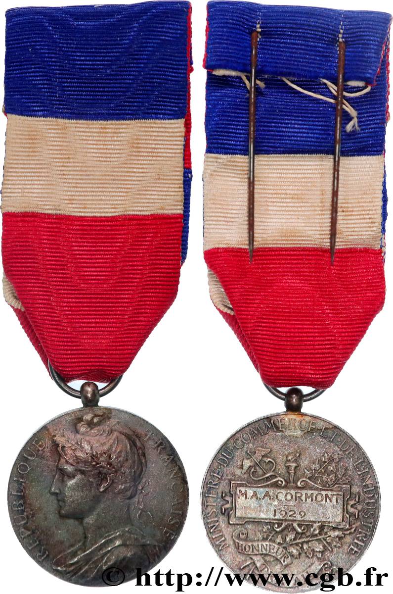 DRITTE FRANZOSISCHE REPUBLIK Médaille d’honneur du travail, Ministère du Commerce et de l’Industrie fVZ