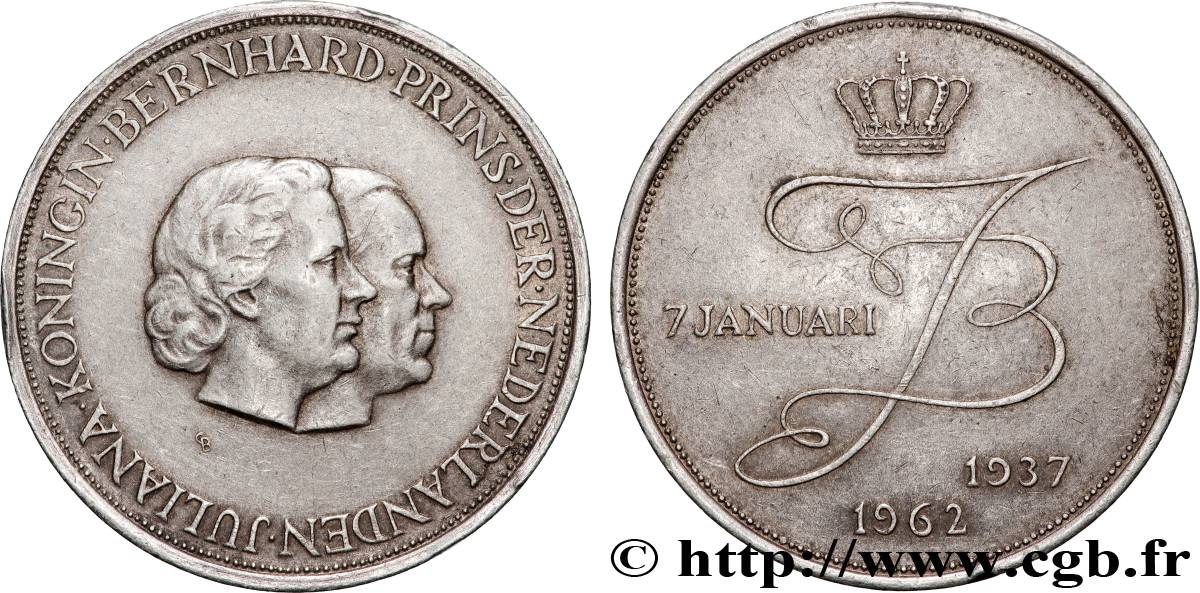 NIEDERLANDE - KöNIGREICH HOLLAND Médaille, Noces d’argent de son Altesse Royale la Princesse Juliana des Pays-Bas avec le Prince Bernhard de Lippe Biesterfeld SS