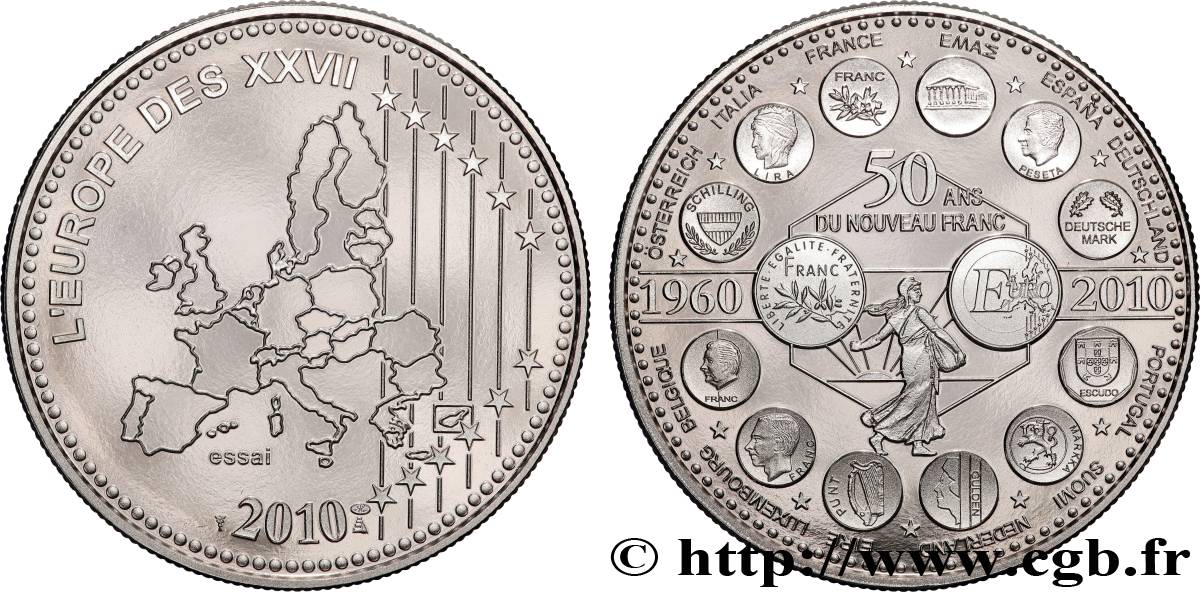 EUROPE Médaille, Essai, 50 ans du nouveau Franc SPL