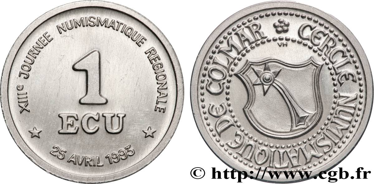 QUINTA REPUBLICA FRANCESA Médaille, XIIIe Journée numismatique régionale, 1 ECU EBC