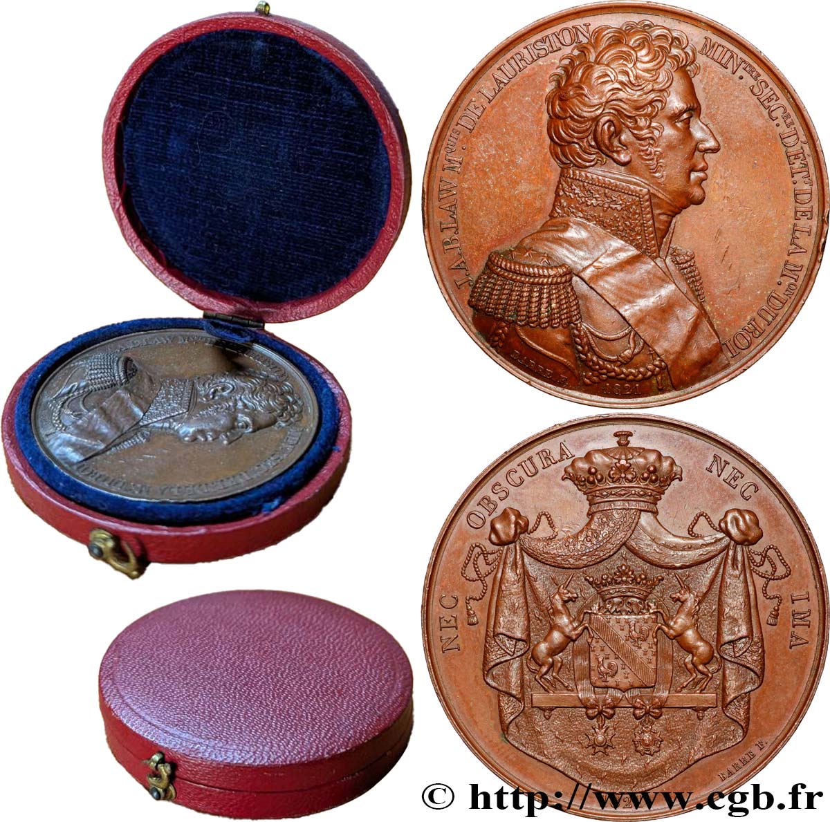 LOUIS XVIII Médaille, Jacques Alexandre Law, Marquis de Lauriston TTB