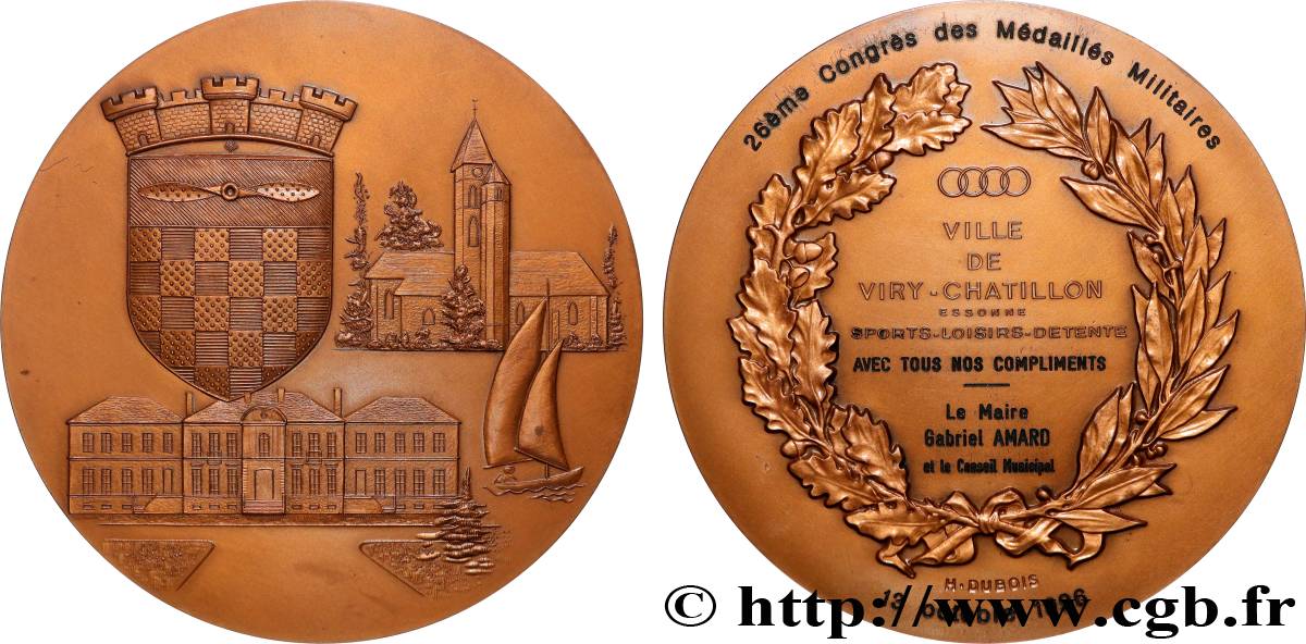 V REPUBLIC Médaille, 26e congrès des médaillés militaires, Compliments du maire et du Conseil Municipal AU