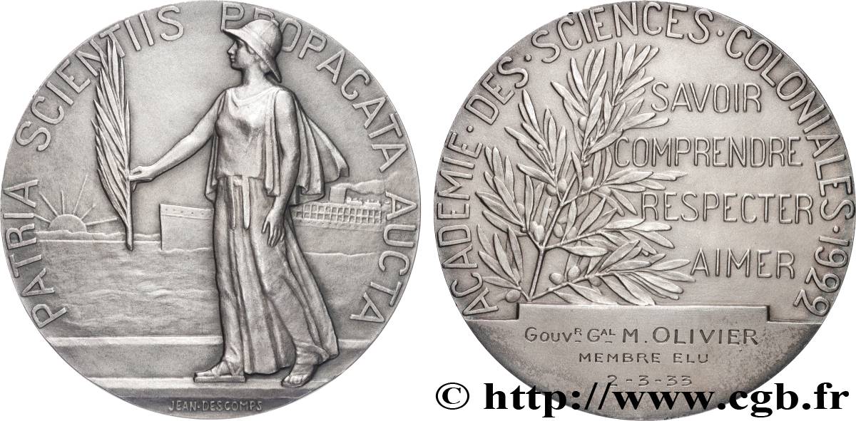 DRITTE FRANZOSISCHE REPUBLIK Médaille, Académie des sciences coloniales VZ/fVZ