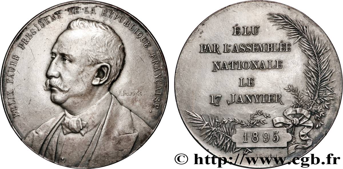 III REPUBLIC Médaille, Élection de Félix Faure AU