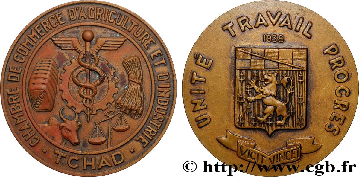 TCHAD Médaille, Chambre de commerce, d’agriculture et d’industrie TTB+