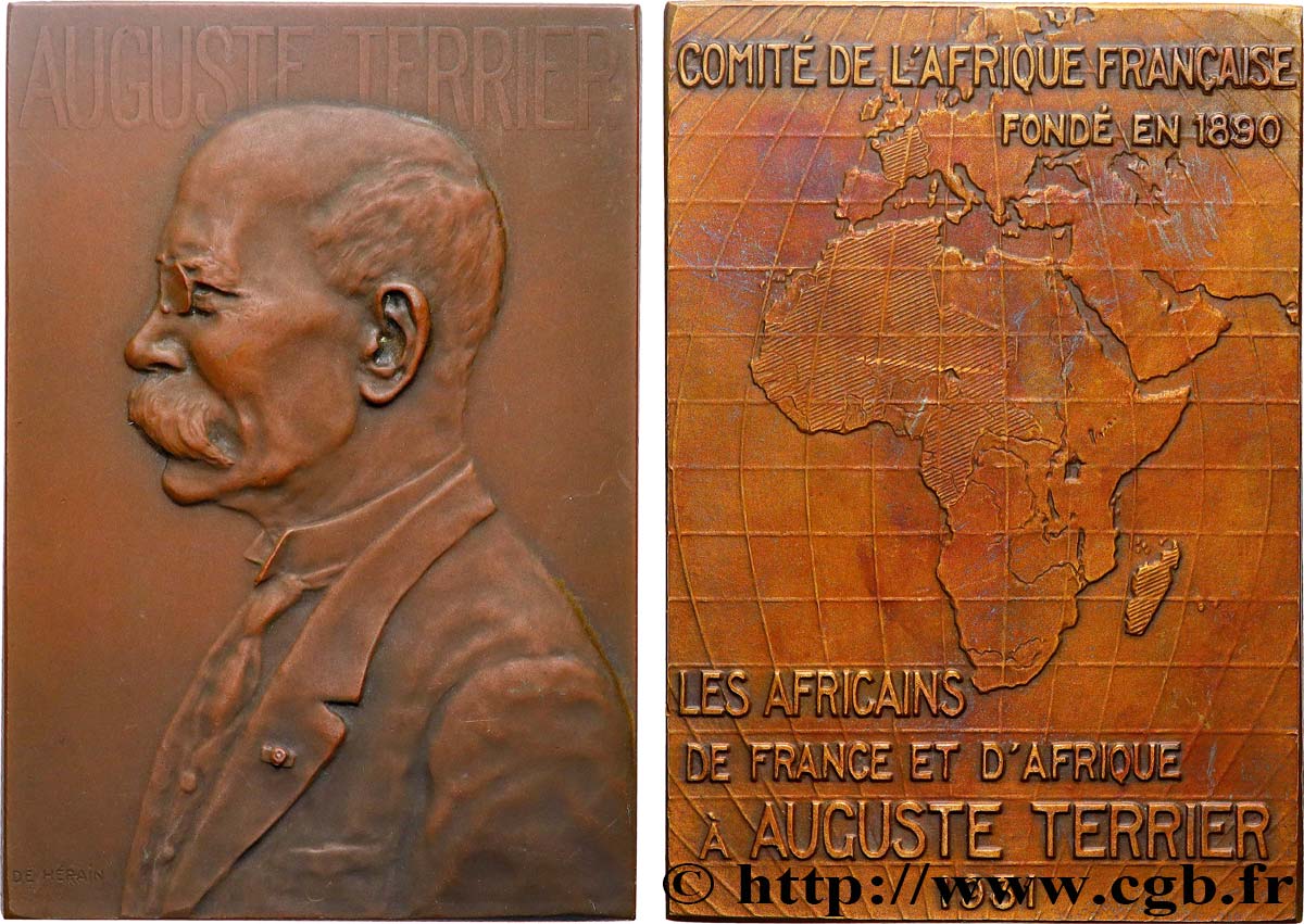FRENCH AFRICA Plaquette, Auguste Terrier, Comité de l’Afrique Française AU/AU