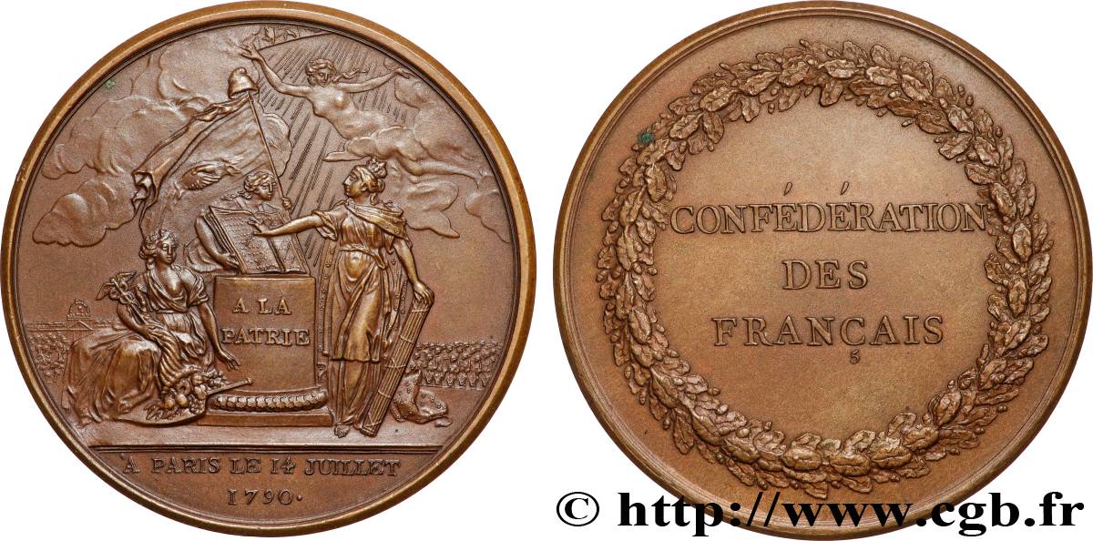 FRENCH CONSTITUTION Médaille, Confédération des Français, refrappe AU