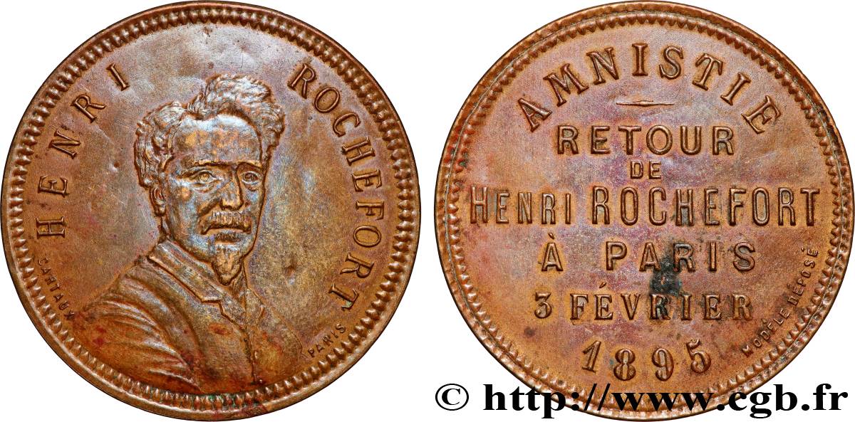 TERZA REPUBBLICA FRANCESE Médaille, Amnistie, Retour de Henri Rochefort BB
