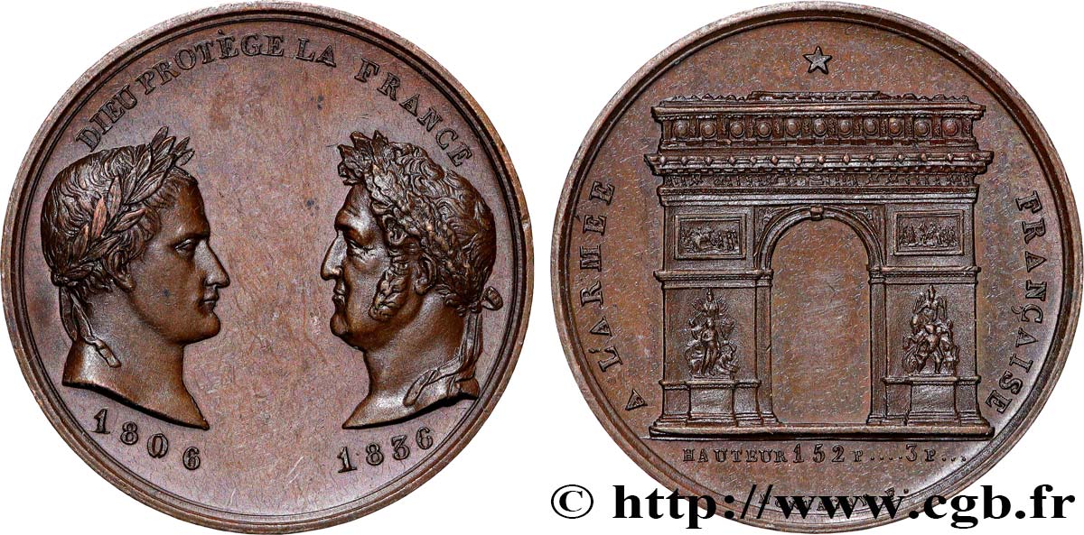LOUIS-PHILIPPE I Médaille, Inauguration de l’Arc de Triomphe XF