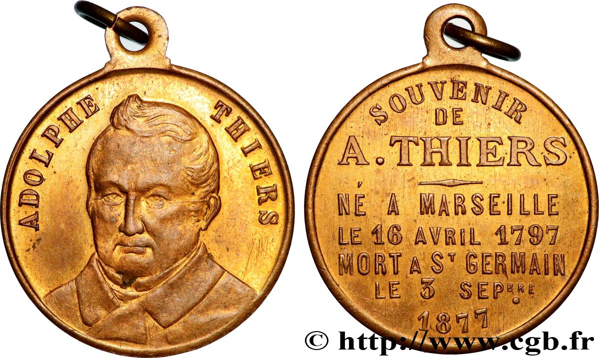 III REPUBLIC Médaillette, Adolphe Thiers XF