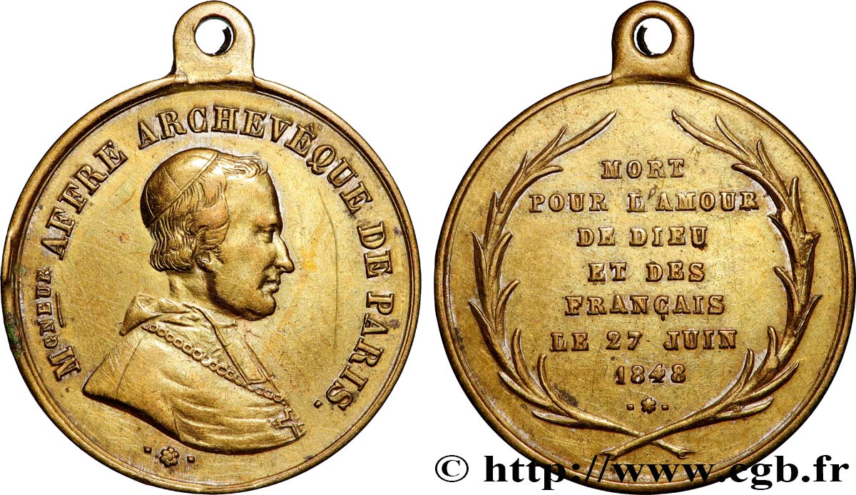 DEUXIÈME RÉPUBLIQUE Médaille, Monseigneur Affre, mort martyr BB