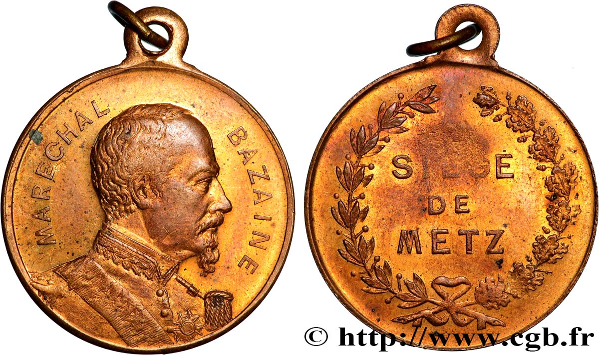 GUERRE DE 1870-1871 Médaille, Maréchal Bazaine, Siège de Metz XF