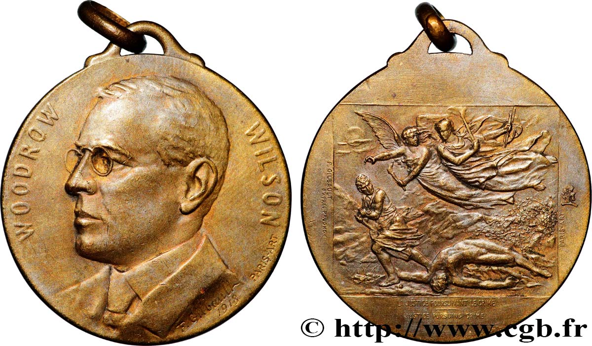 TERCERA REPUBLICA FRANCESA Médaille, Woodrow Wilson MBC