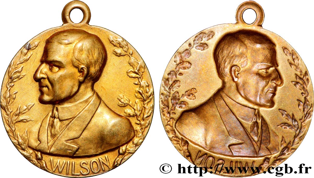 ÉTATS-UNIS D AMÉRIQUE Médaille bractéate, Woodrow Wilson XF