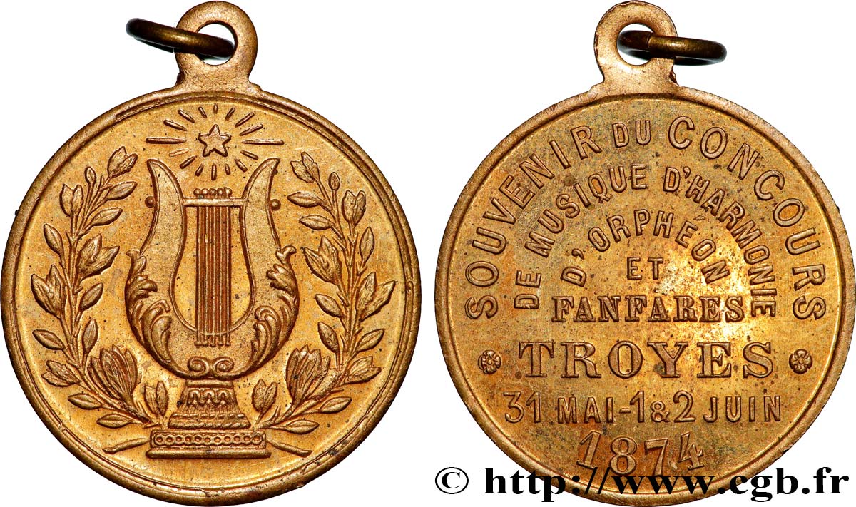 III REPUBLIC Médaille, Concours de musique d’harmonie et d orphéon AU
