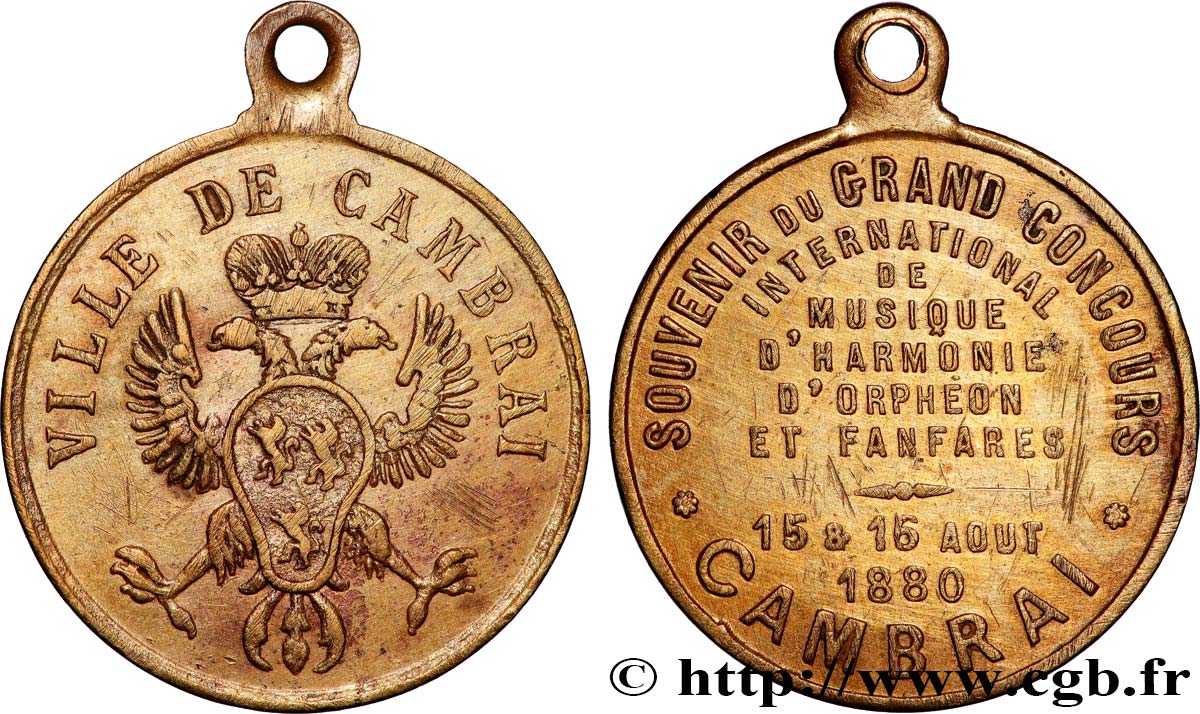 TERCERA REPUBLICA FRANCESA Médaille, Souvenir du grand concours international  de musique d’orphéon et fanfares BC+