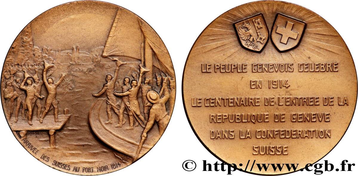 SWITZERLAND - CONFEDERATION OF HELVETIA Médaille, Centenaire de l’entrée de la République de Genève AU