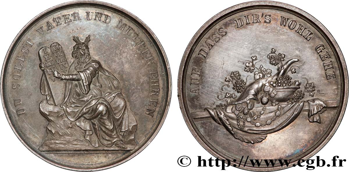 ALLEMAGNE Médaille, Vous honorerez votre père et votre mère TTB