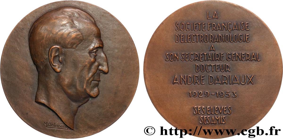 CUARTA REPUBLICA FRANCESA Médaille, Docteur André Dariaux, secrétaire général de la Société française d’électroradiologie MBC+