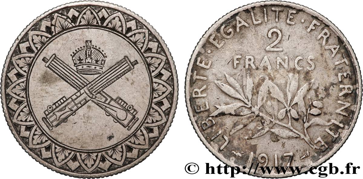 TERZA REPUBBLICA FRANCESE 2 francs Semeuse transformé en médaillette militaire BB