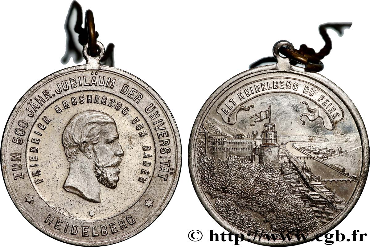 GERMANY - GRAND DUCHY OF BADEN - FREDERICK I Médaille, 500e anniversaire université de Heidelberg AU