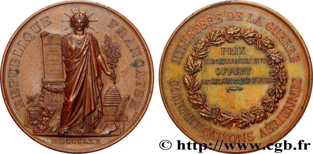 TERZA REPUBBLICA FRANCESE Médaille, Prix d’encouragement offert aux colombiers civils q.SPL